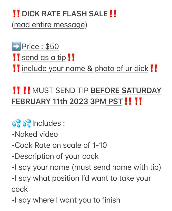 EXTENDED DICK RATE FLASH SALE ends SATURDAY FEBRUARY 11th 20..